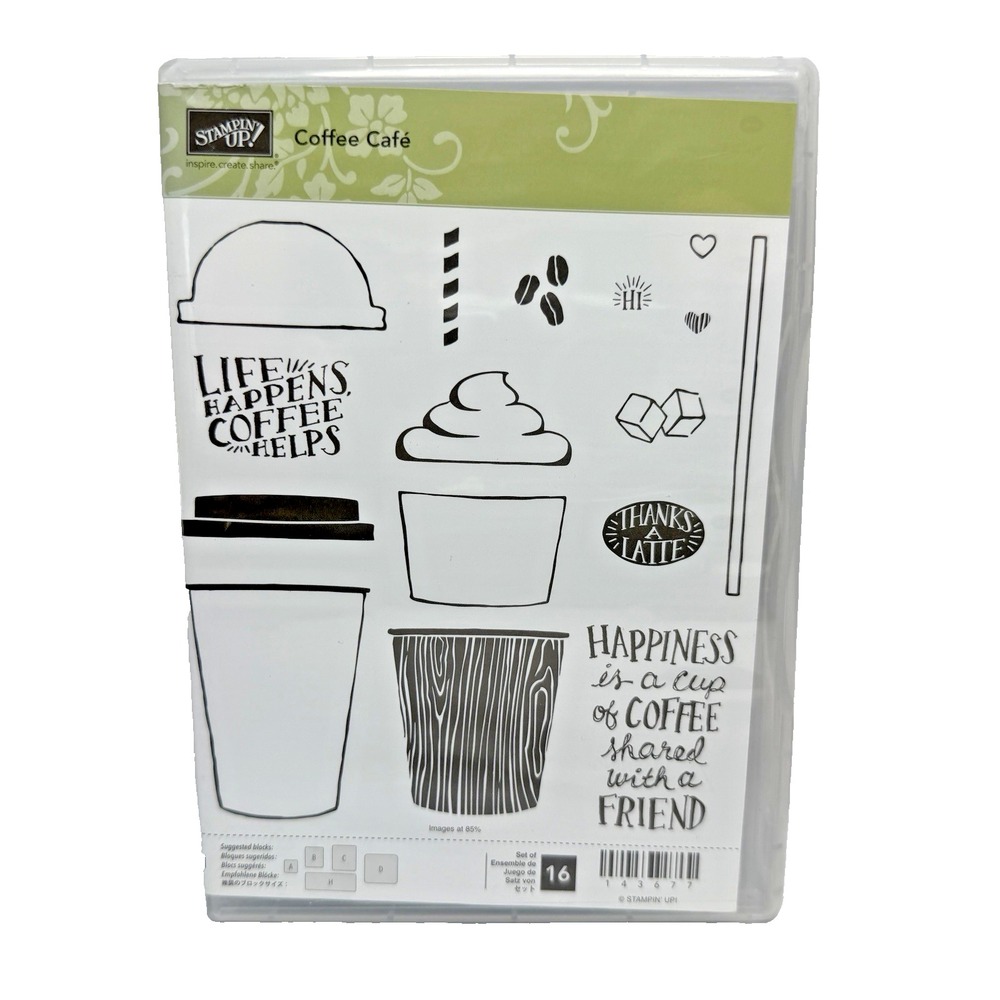 Stampin' Up! Coffee Cafe Clear Stamp Set Photopolymer Latte 143677 NEW
